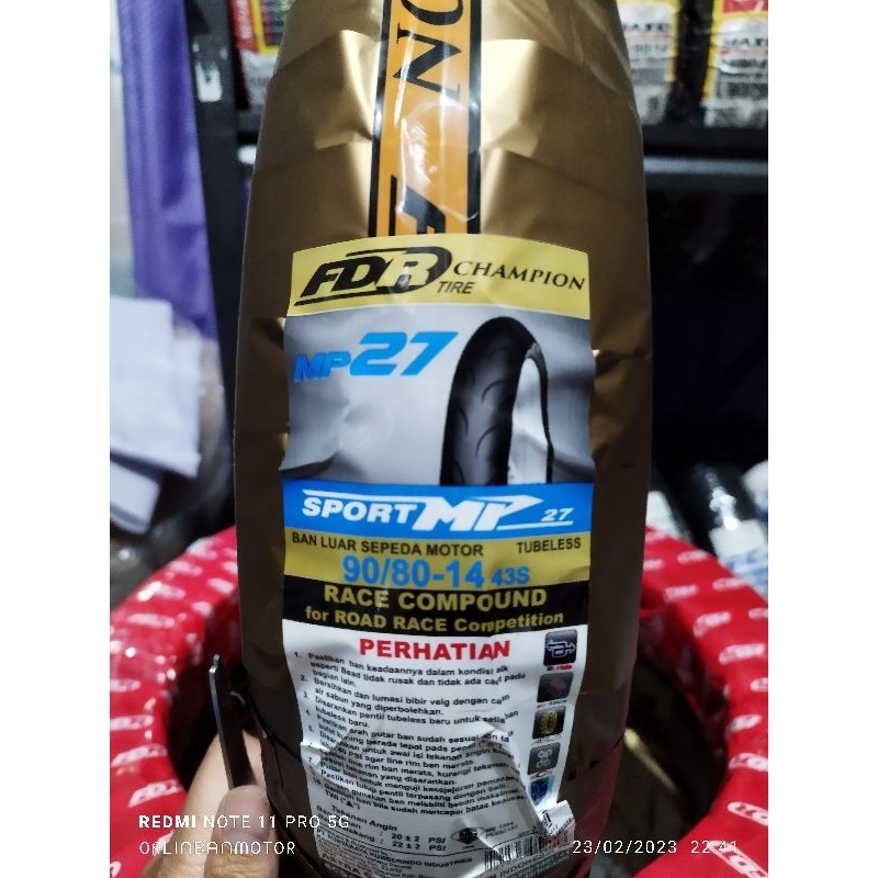 Ban Donat Mp27 90/80-14 Tubles/Ban Soft Compond MP27 Metic/Ban FDR Mp27 90/80-14/Ban Racing FDR MP27