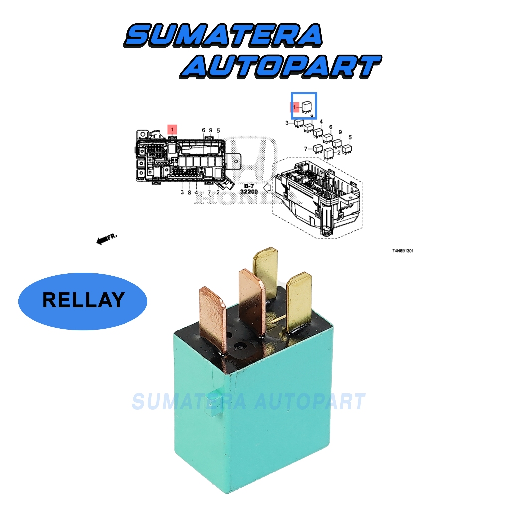 Relay 4 Kaki 4 Pin Untuk Mobil Honda Jazz Accord 39794-Sda