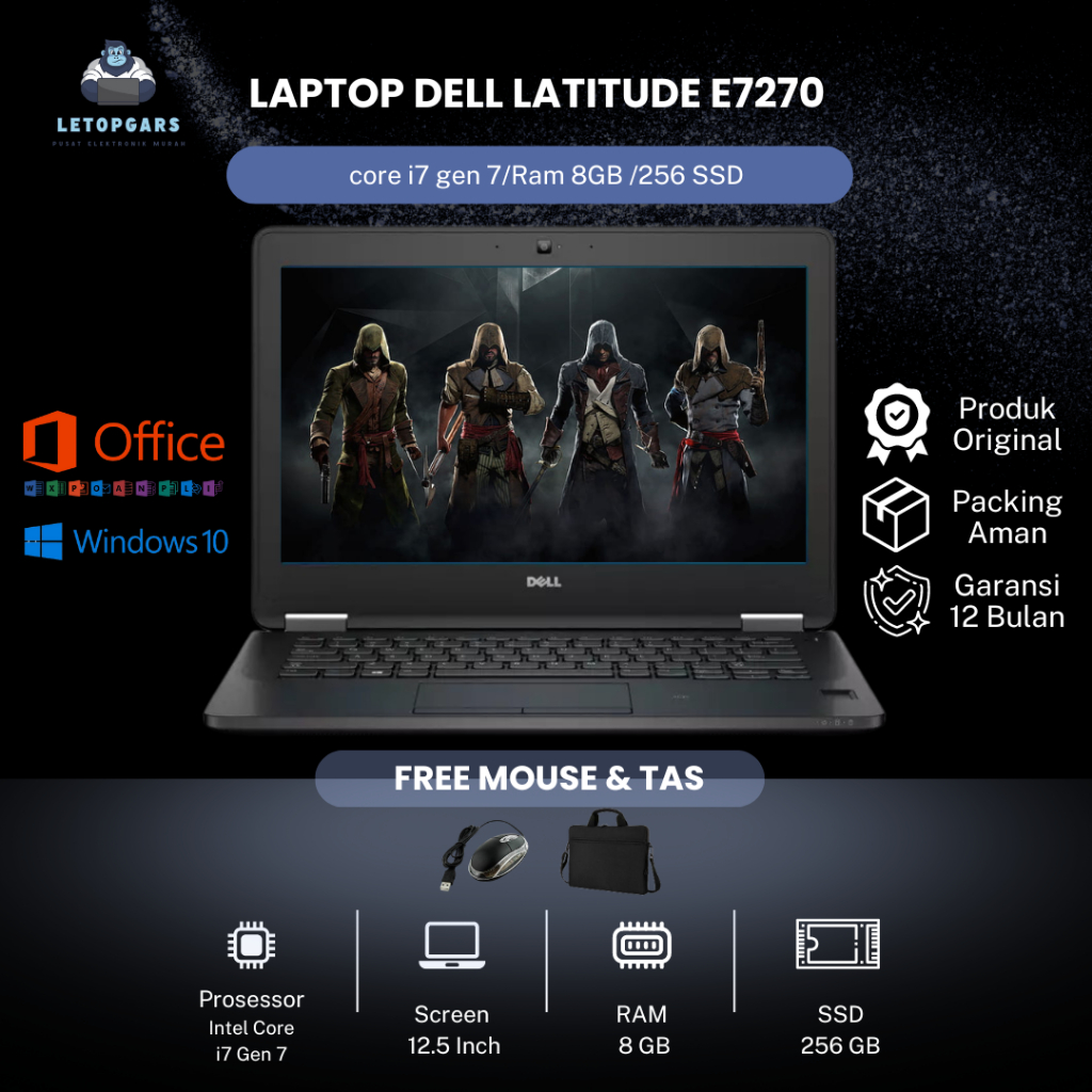 Dell latitude E7270 core i7 gen 7/Ram 8GB /256 SSD