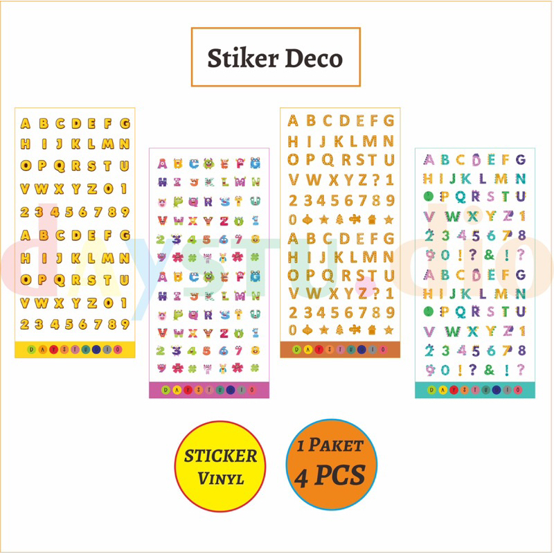 

SET ALPHABET DECO 4 PCS - Karakter huruf lucu vintage scandinavian dino