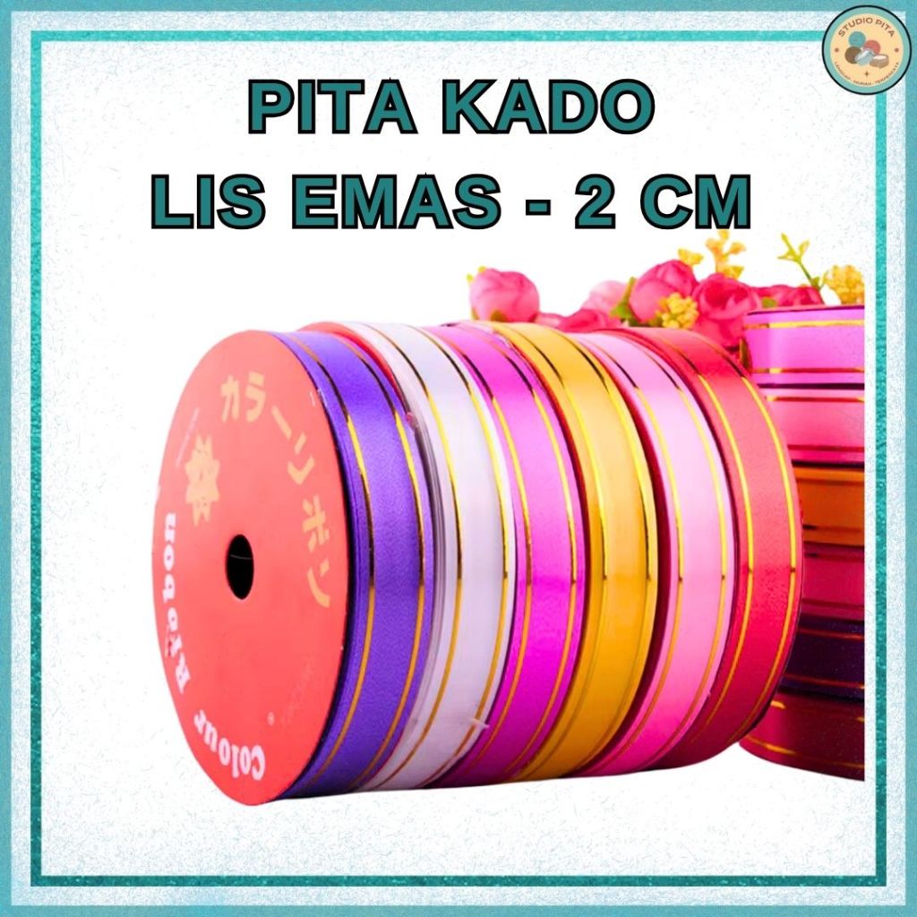 

Pita Kado Plastik Lis Mas 3/4 inch (2 cm) / Pita Jepang
