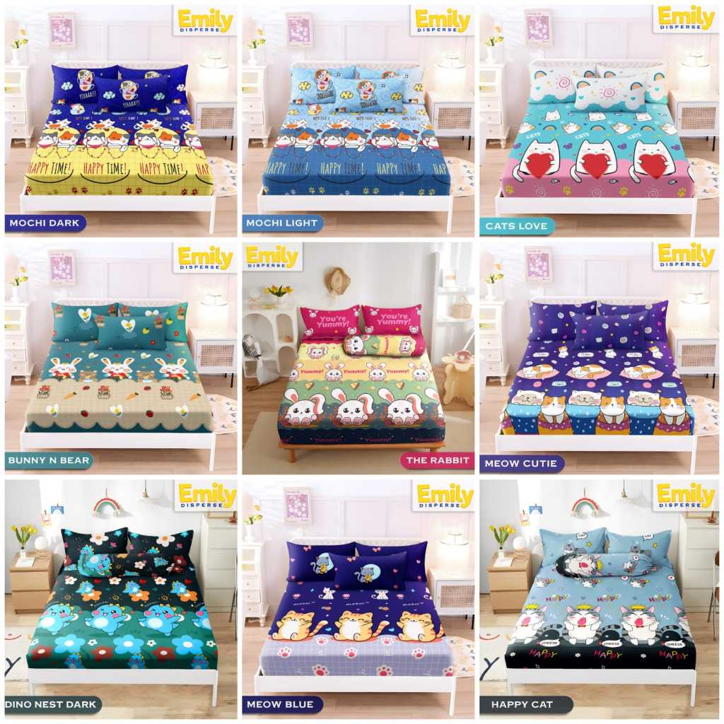 ARINDA SPREI MOTIF KUCING / SPREI MOTIF RABBIT / SPREI MOTIF CINNAMOROL/ SPREI MOTIF KUROMI