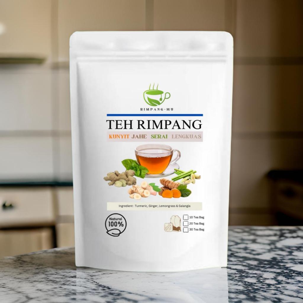 

Teh Kunyit Jahe Serai & Lengkuas isi 20 Tea Bag RIMPANG-MU Teh Rimpang- Teh PROMIL Detox Tubuh