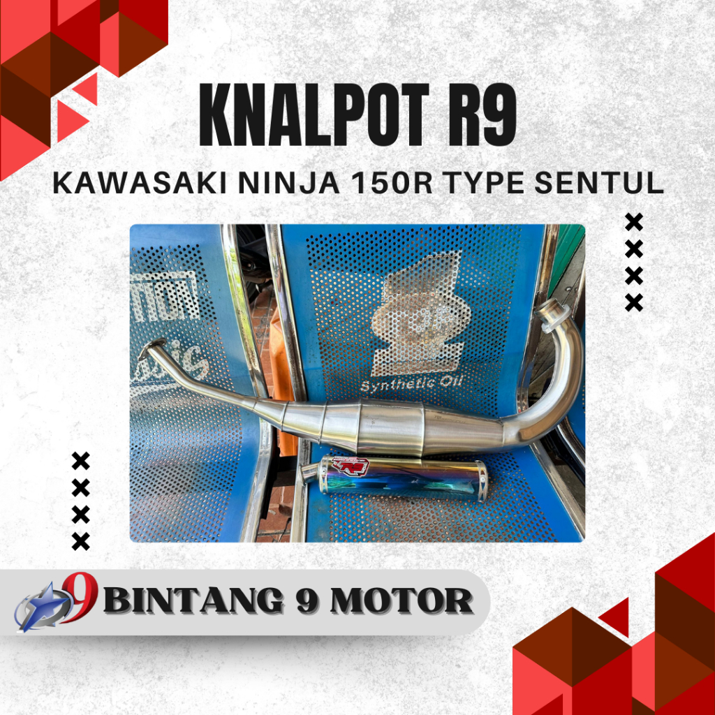 KNALPOT R9 KAWASAKI NINJA 150R TYPE SENTUL-BINTANG SEMBILAN MOTOR