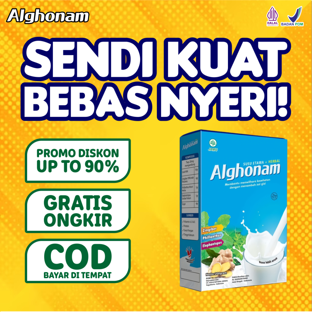 

Alghonam Susu Kambing - Nutrisi Lengkap, Halal MUI & Terdaftar BPOM, Murah!