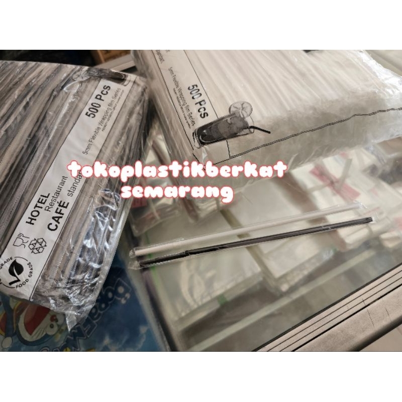 sedotan steril isi 500 pcs / sedotan tekuk steril hitam / sedotan tekuk