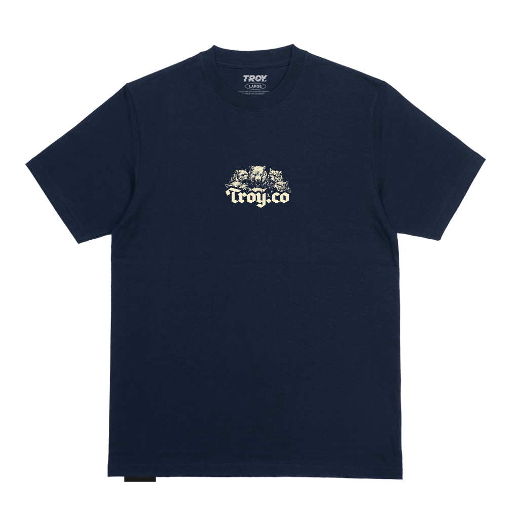 Troy Company T-shirt Blue Navy Brigade Hyena - Kaos Lengan Pendek Kaos Biru Navy MTD 2744