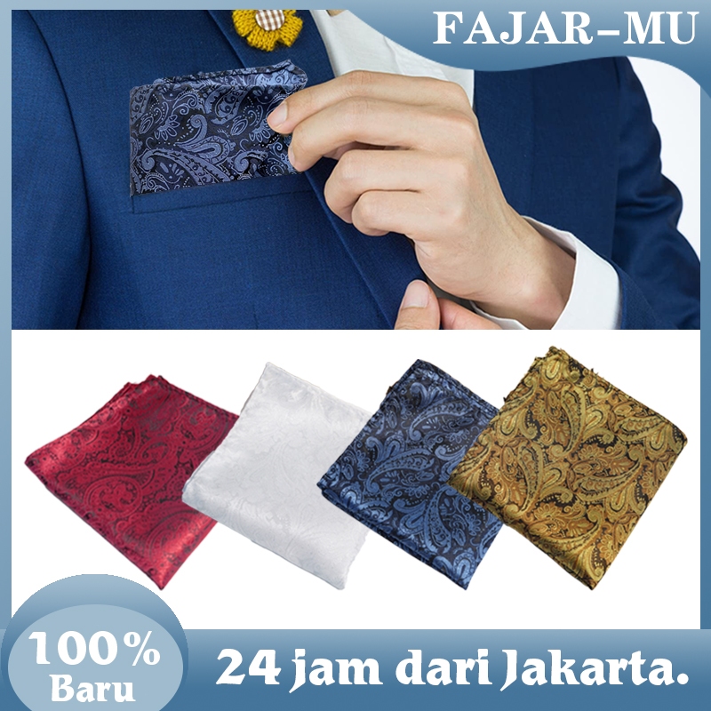 Sapu Tangan Pria Pocket Square Batik Kotak Sapu Tangan Saku Terlipat Handkerchief