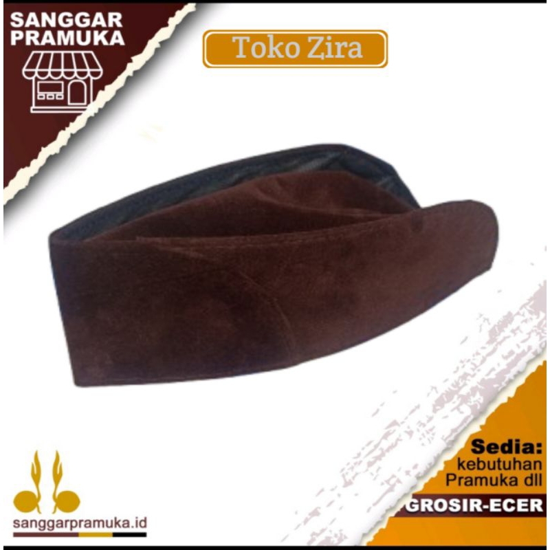 Grosir murah Peci pembina Pramuka cewek | peci coklat | bahan bludru
