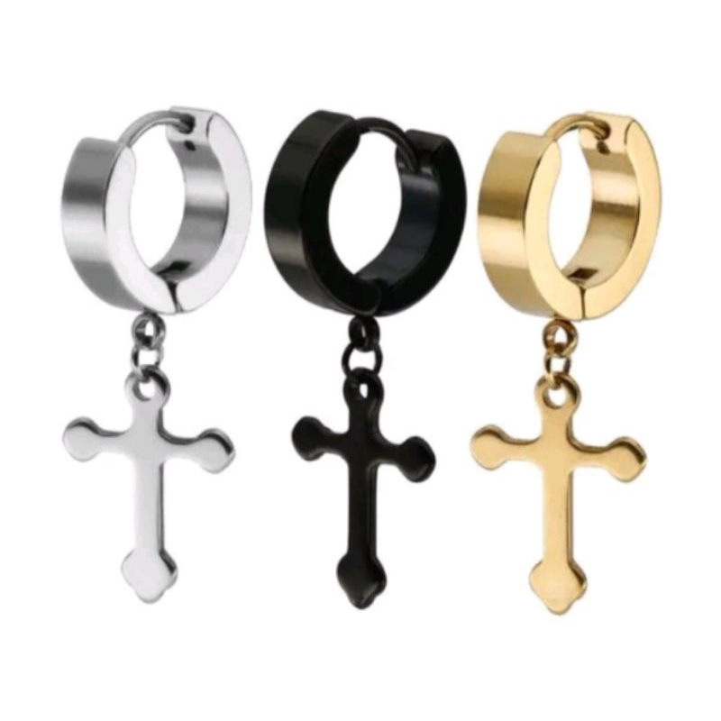 Anting Salib Titanium Tusuk / Tindik Titanium Pria Wanita Keren