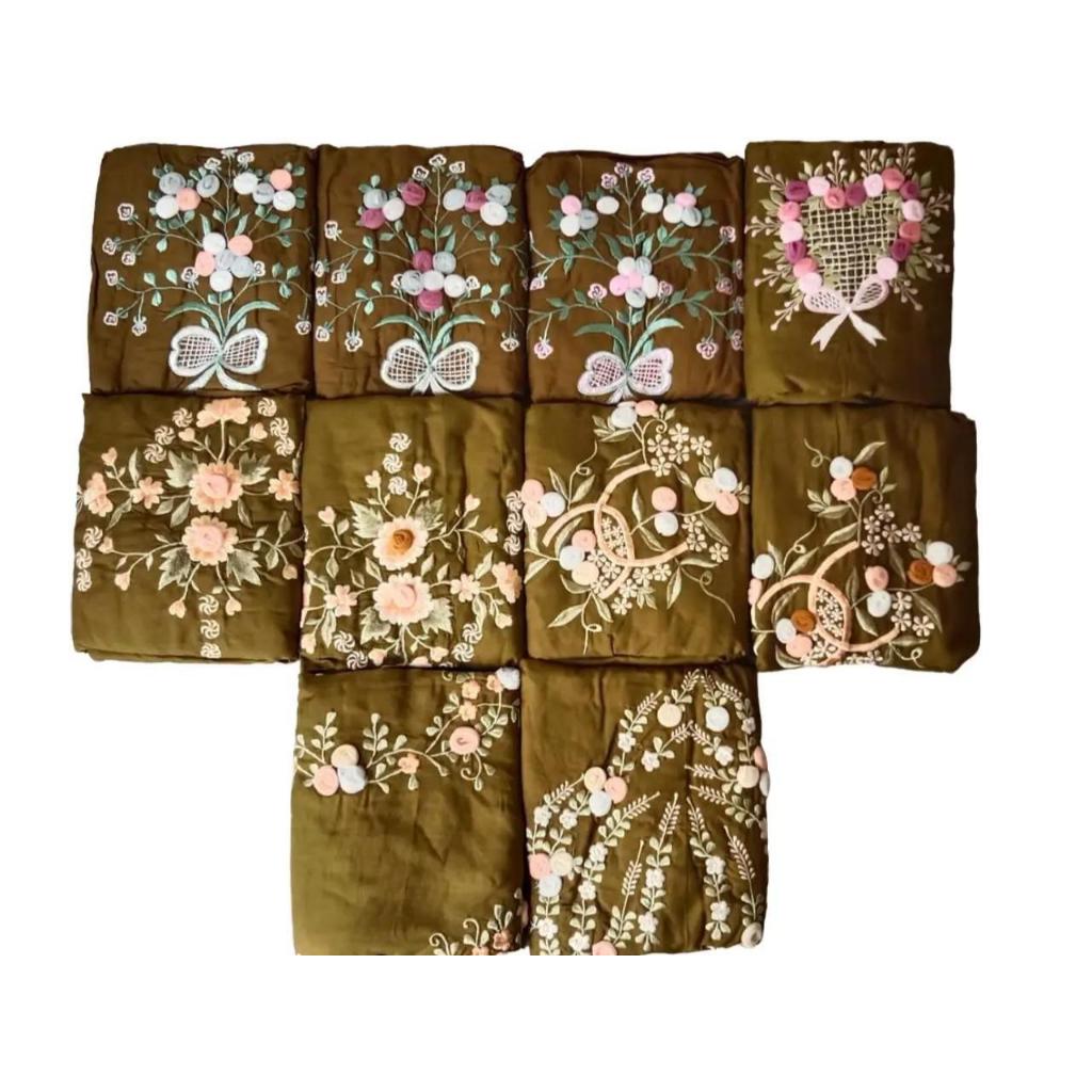 Mukena Terusan Bordir Tile Timbul Dewasa Jumbo Warna Hijau Olive Premium Bahan Adem