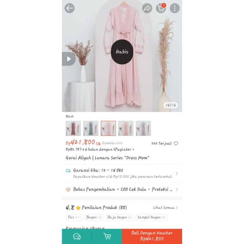 PRELOVED GERAI ALIYAH LUNARA DRESS size XS (MASIH BARU)