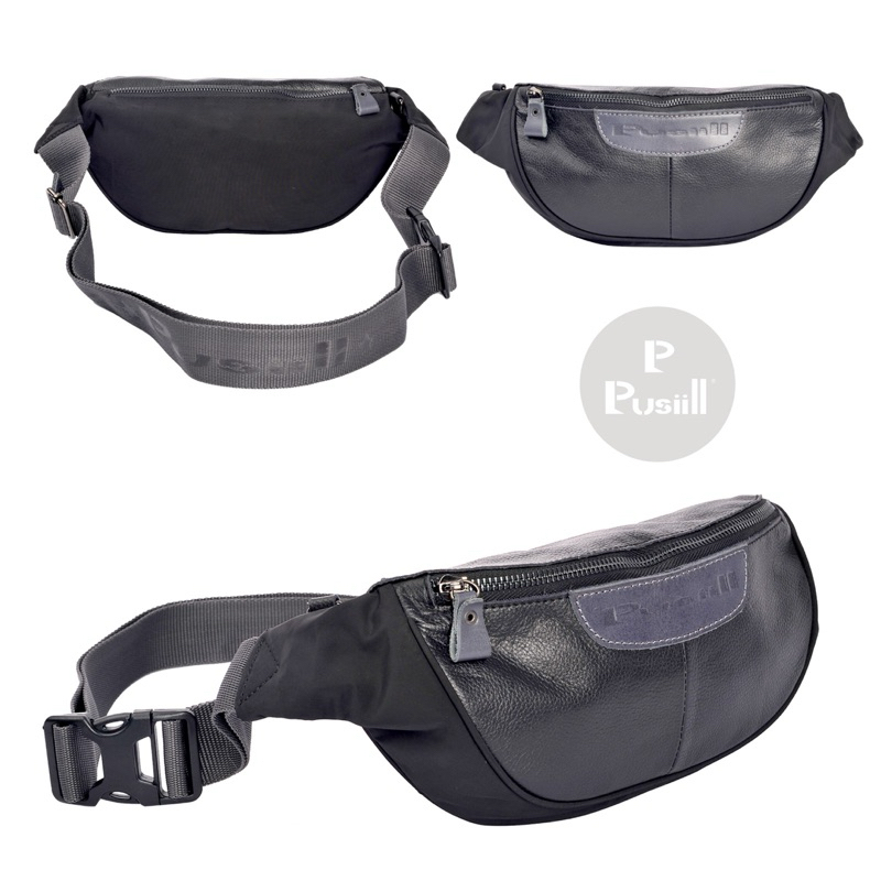 Pusiill-Waist bag Kombinasi Kulit Sapi Asli / Tas Selempang Pria Dan Wanita