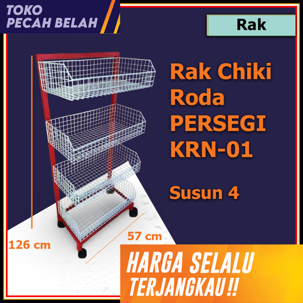 Rak Ciki Besi/ Rak Serbaguna Mini Market / Rak Display Roda Susun 4 Tebal / Rak Besi / Rak Susun 4 B