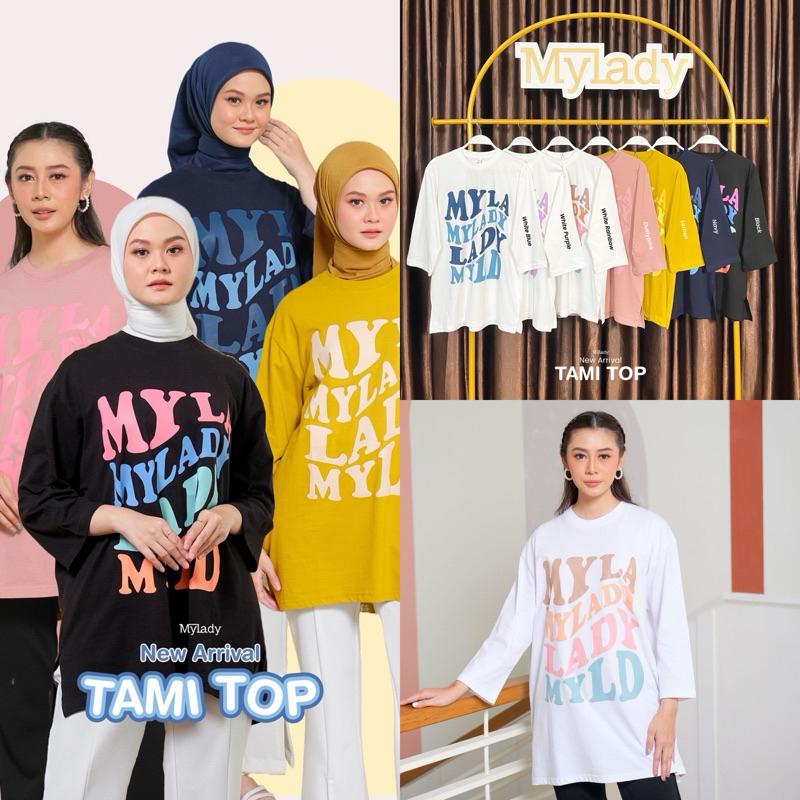 Mylady TAMI NIZIE GIAFA RYUKI ARANA TOP | KAOS LENGAN 3/4 COTTON COMBED OVERSIZE OVERSIZED | Rora Ga