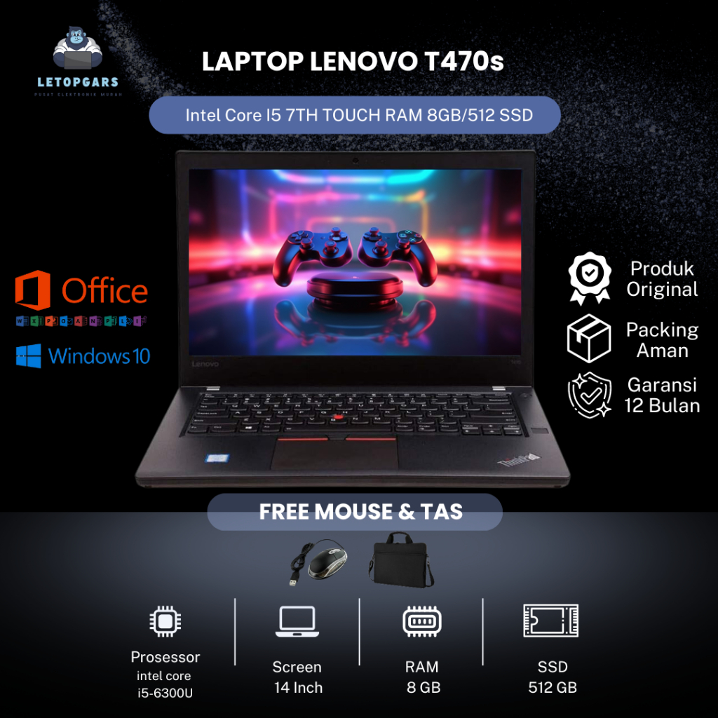 LENOVO T470s I5 7TH TOUCH RAM 8GB/512 SSD