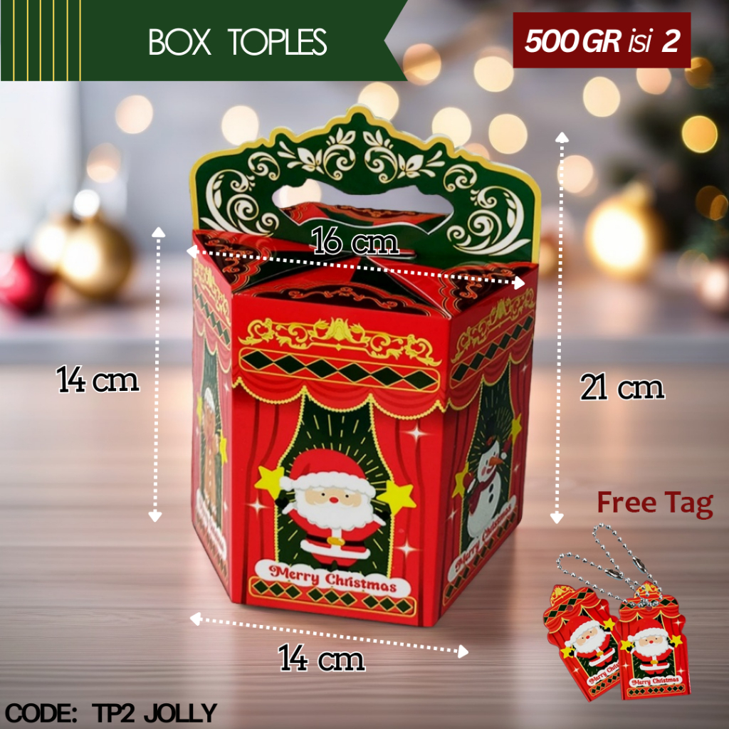

Box Packaging Christmas / Dus Jinjing 2 Toples Kue Kering 500gr Natal TP2