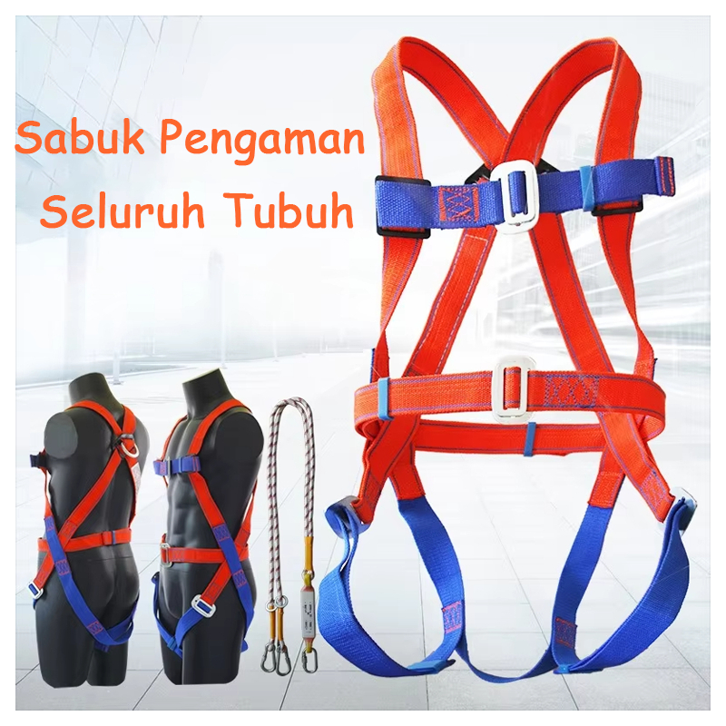 1 Set Safety Harness Full Body 3m Tali Body Harness  Double Hook Sefty Belt Proyek Body Harnest Body
