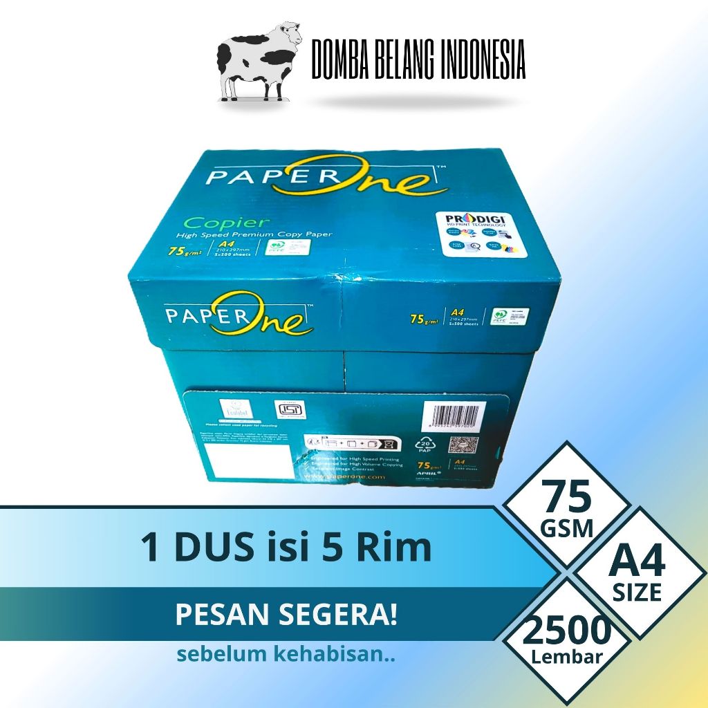 

Kertas Print PaperOne 1 BOX (DUS) HVS A4 75gr Multiguna (2500 lembar)