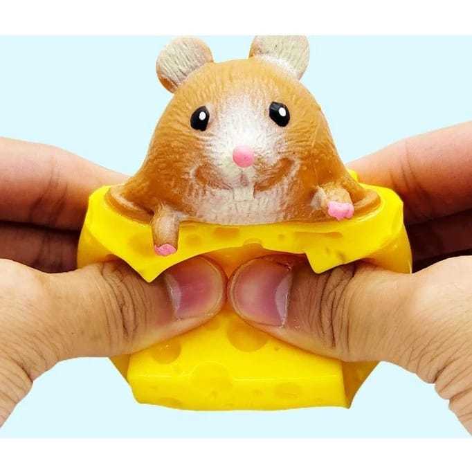Mainan Squishy Mouse Squisi Tikus Keju Karet Silikon Penghilang Stress Ukuran Besar