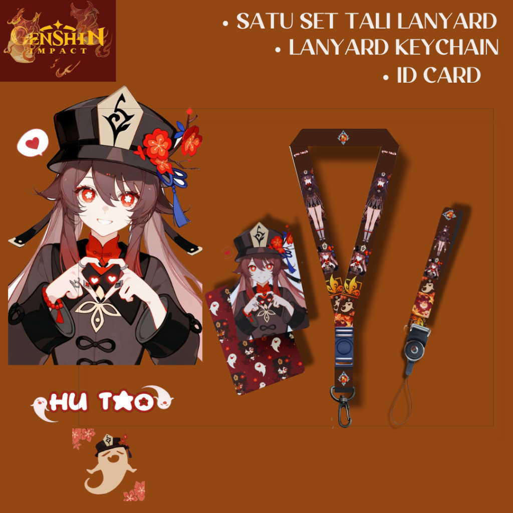 

STRAP LANYARD ID CARD Hu Tao Gantungan Kunci Tali ID Card Name Tag