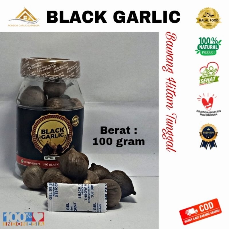 

BLACK GARLIC 100gr Bawang Hitam Tunggal | Bawang Putih Lanang | Solo Garlic