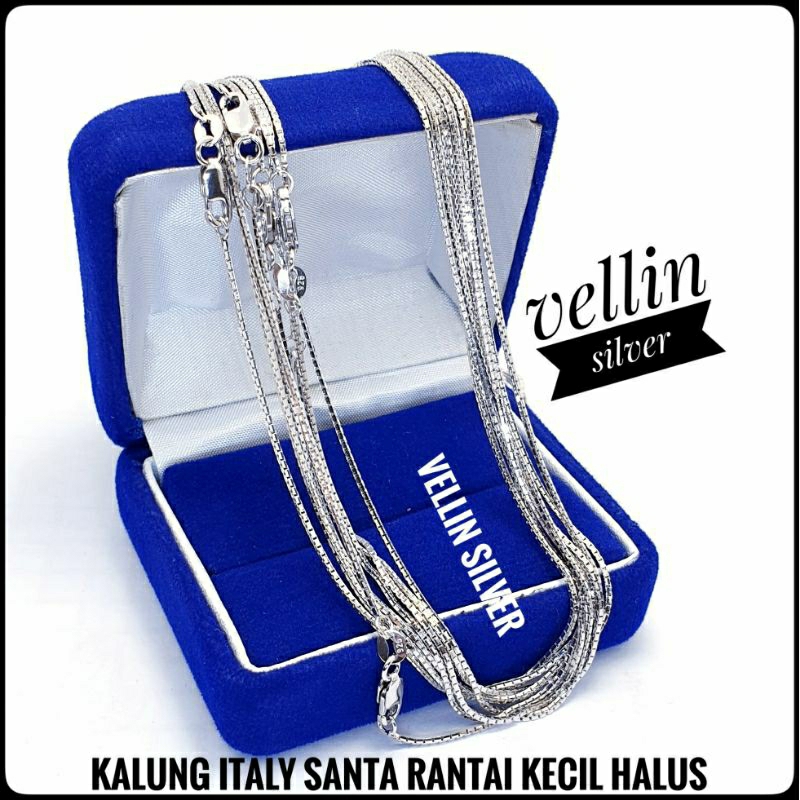 Kalung italy Santa Silver 925 Lapis Emas Putih - Kalung Santa Perak 925 Asli