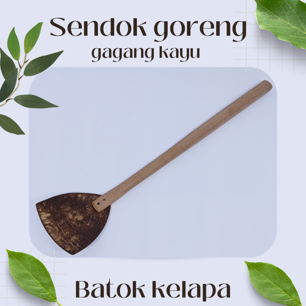 Irus batok Kelapa / Sendok Goreng batok Kelapa / irus batok kelapa gagang kayu / irus sayur aesthtic