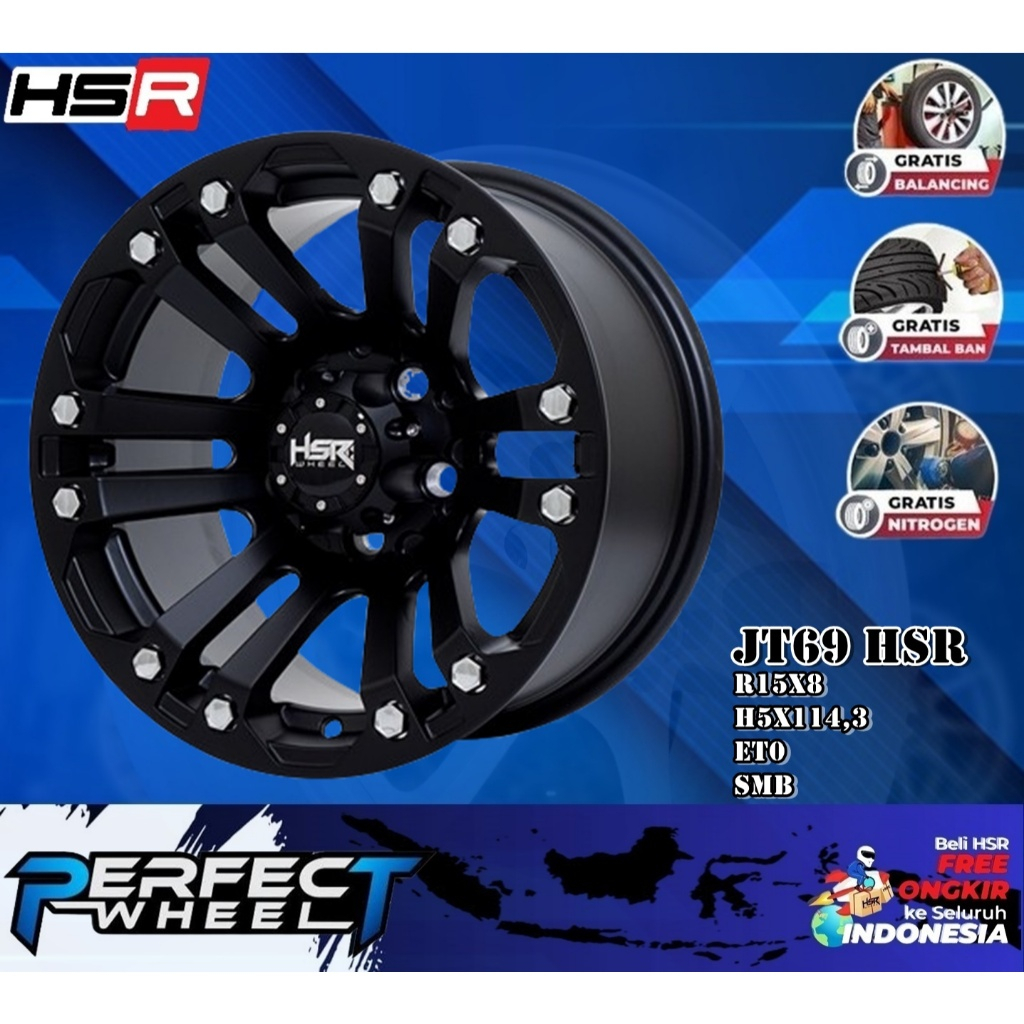 Velg Racing R15 HSR JT69 Velg Mobil Ring 15 Terios,Hilux Singel,Taruna,L300