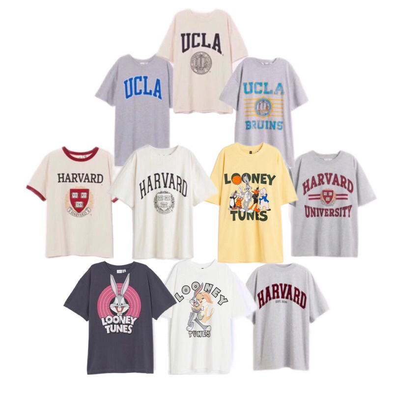 HM ORIGINAL NEW LOONEY TUNES KAOS HARVARD UNIVERSITY UCLA BRUINS LOGO WHITE TSHIRT EST 1636 H LIST R