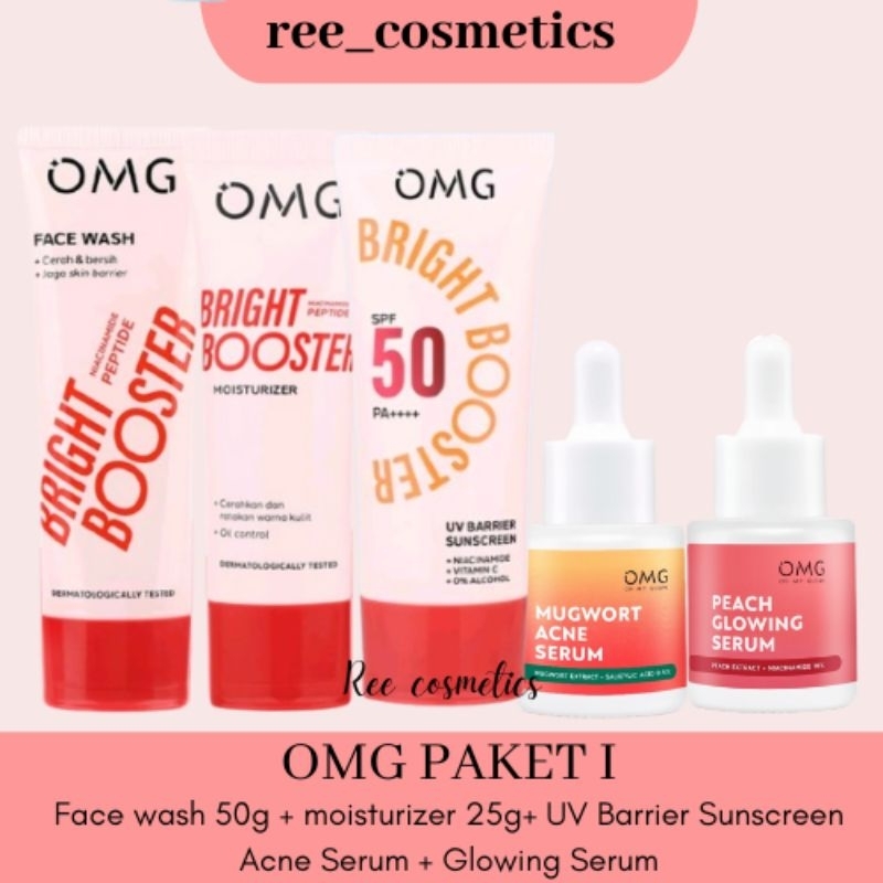 OMG Oh My Glow Paket Lengkap Skincare Peach Glowing | OMG Skincare 1 Paket
