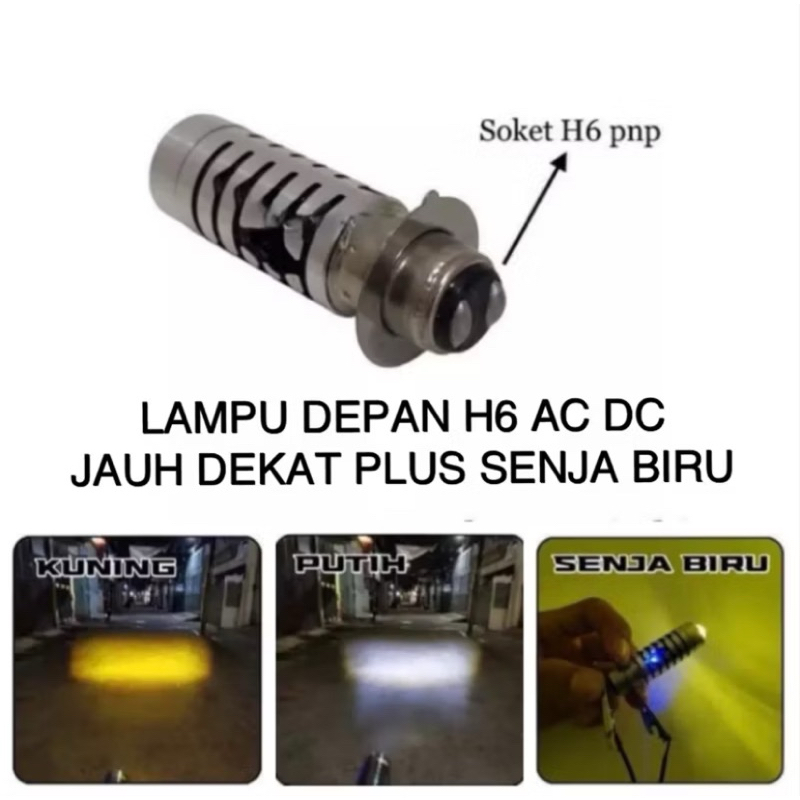 LED H6 high low laser - lampu depan motor bebek matic 2 mode super terang (Cahaya putih kuning)