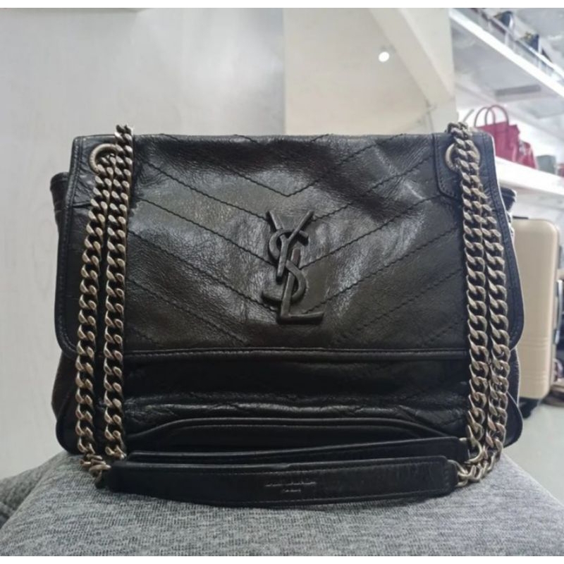 Tas Ysl Niki hitam kulit asli