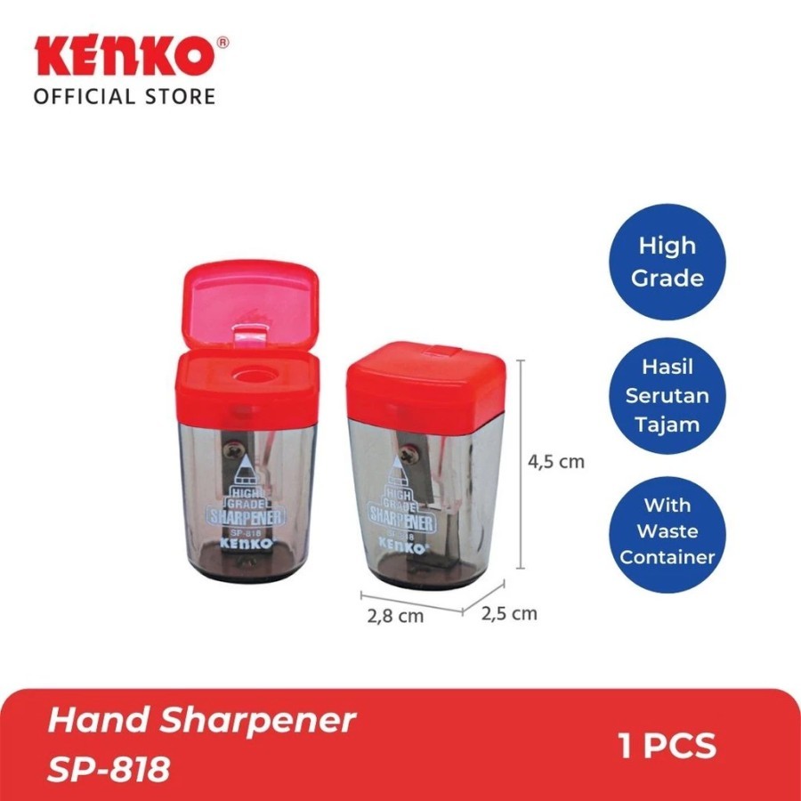 

Kenko Serutan Pensil SP-818 Original (1 PCS) / Pencil Sharpener Kenko SP-818 / Rautan Pensil Mini Per Pcs