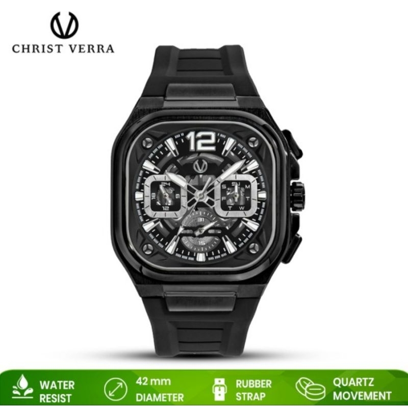 Christ Verra 109068G-36 BLK - Jam Tangan Pria - Hitam - Original - Garansi Resmi