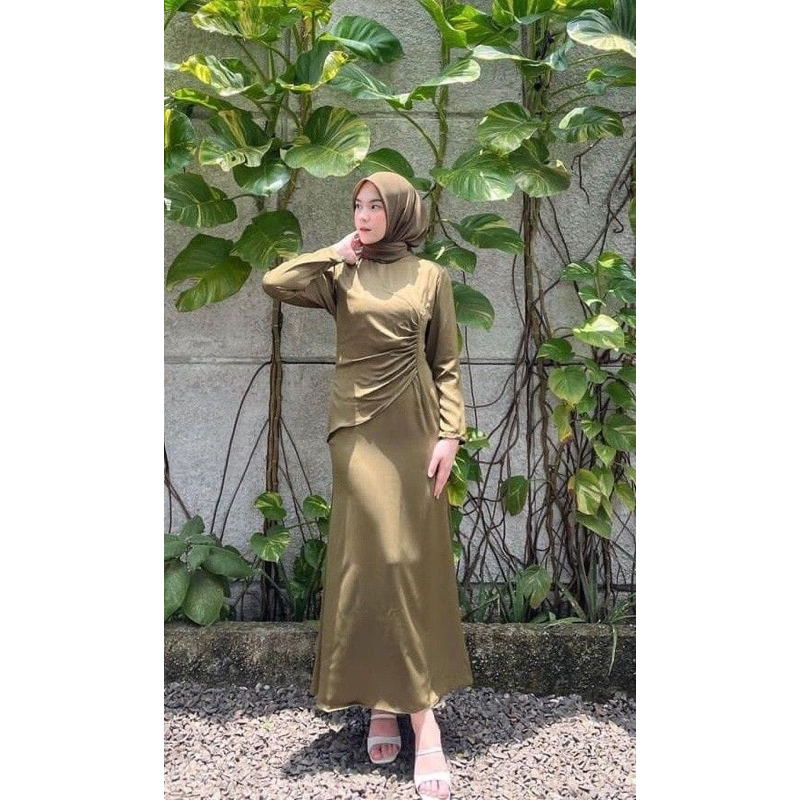 Jahit Online//Gamis Drapery//kerut Pinggang//Bridesmaid//rok duyung