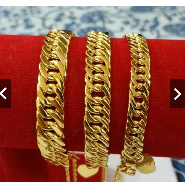 Gelang Rantai Rante Lipan Lebar 8mm Lapis Emas 24k