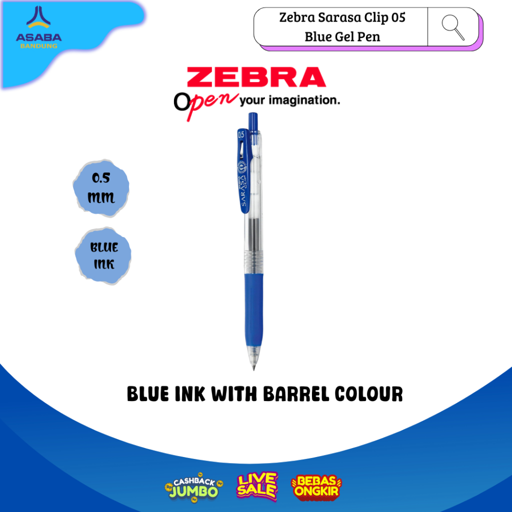 

Asaba Bandung - Zebra Sarasa Clip 05 Blue Gel Pen