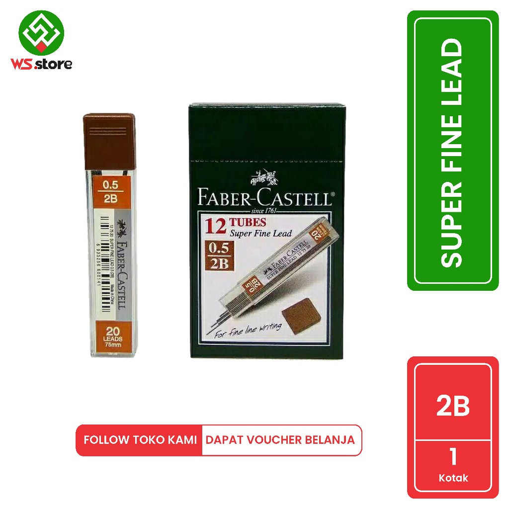 

Isi pensil mekanik 2B Faber Castell SUPER FINE LEAD 2B 0.5 75mm