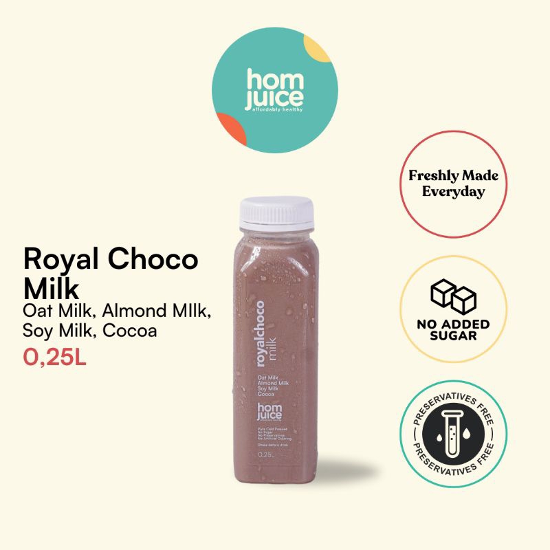 

Jus Sehat Jus Detox Cold Pressed Juice | Homjuice Royal Choco 250ml Mix Almond Milk, dan Choco Tanpa Gula Tanpa Pengawet