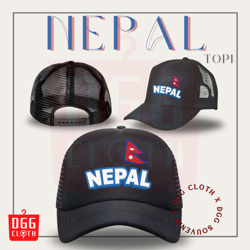 DGGCloth Topi Souvenir Negara Nepal  - Topi Trucker Oleh Oleh Nepal