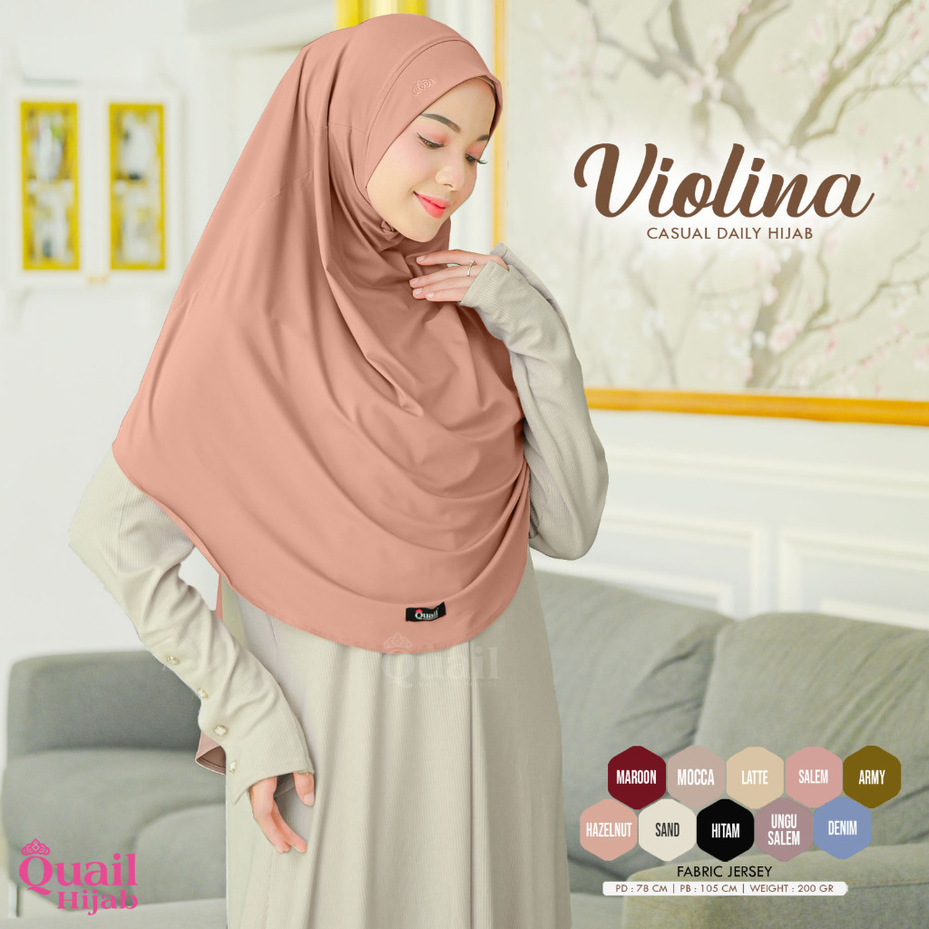 VIOLINA French Khimar Instan Original Quail Hijab Jersey Premium Terbaru COD Distributor Resmi