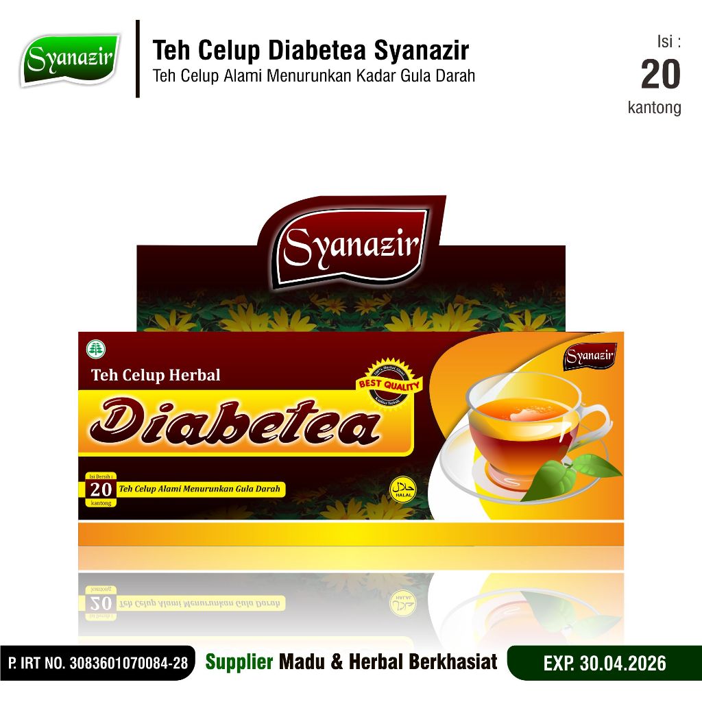 

TEH CELUP DIABETEA SYANAZIR | embantu Menurunkan Kadar Gula Darah | Exp. 04.2026