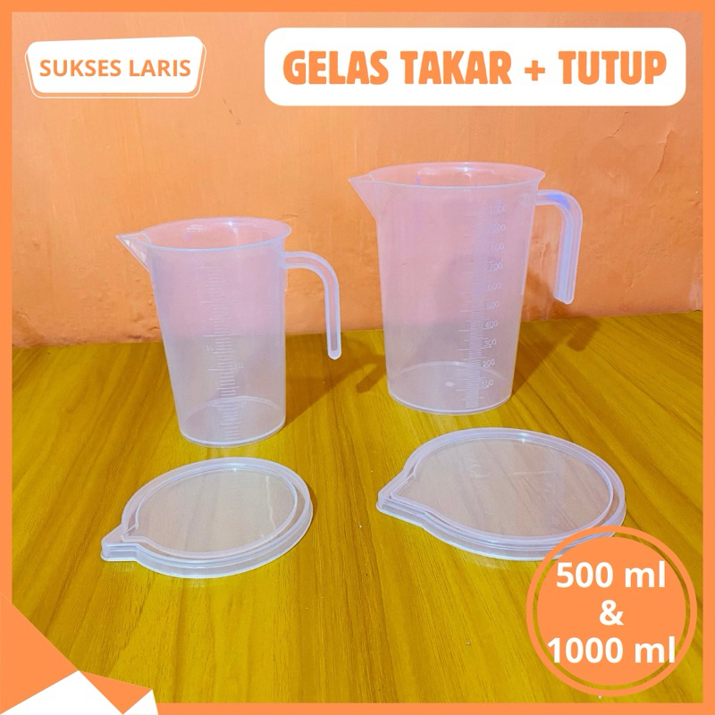 GELAS TAKAR 500 ML 1000 ML DENGAN TUTUP | GELAS UKUR 1/2 LITER | GELAS UKUR 500 ML | GELAS TAKAR DAP