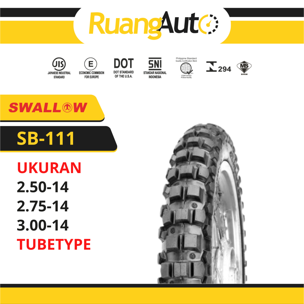 BAN MOTOR TRAIL SWALLOW SB-111 X-CROSS RING 14 UKURAN | 250 | 275 | 300 | TRAIL