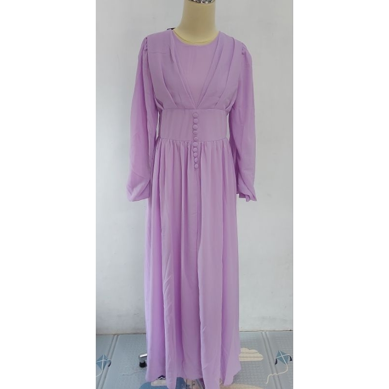Dress Ceruty Babydoll Kondangan Pesta Lilac