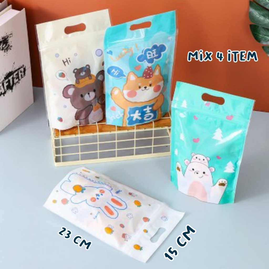 

( ISI 50 PCS ) PLASTIK KLIP ZIPLOCK ULANG TAHUN SNACK SOUVENIR 1 SET ISI 4 MOTIF