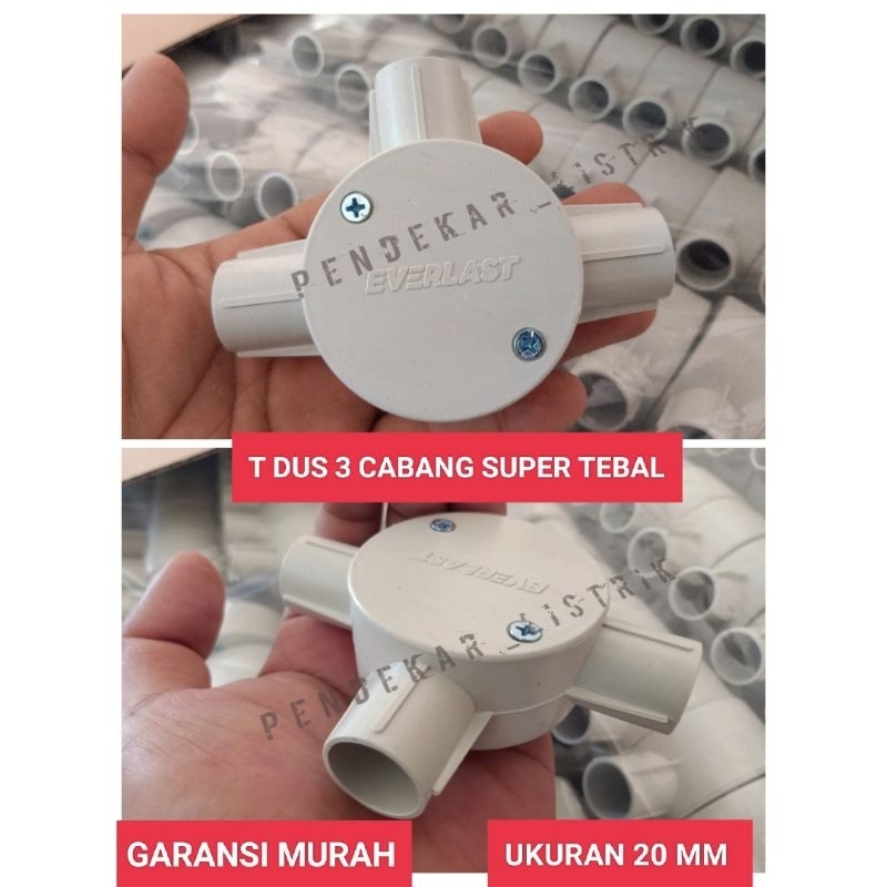 T DUS PUTIH CONDUIT CABANG 3 SUPER TEBAL UKURAN 20 MM