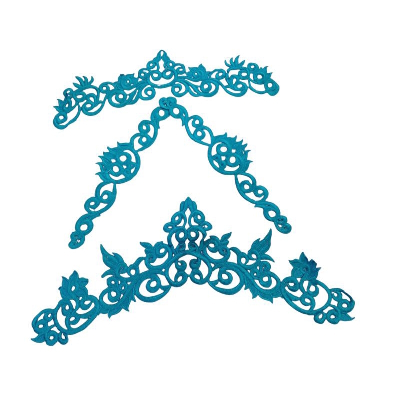 Aplikasi Kerah Dada SATU SET dengan tangan / Aplikasi bordir tempel