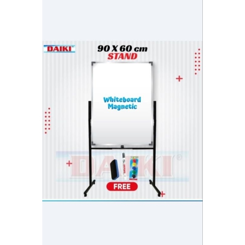 

DAIKI Papan Tulis White Board Single Face Standing Magnetik uk 90 x 60 cm.